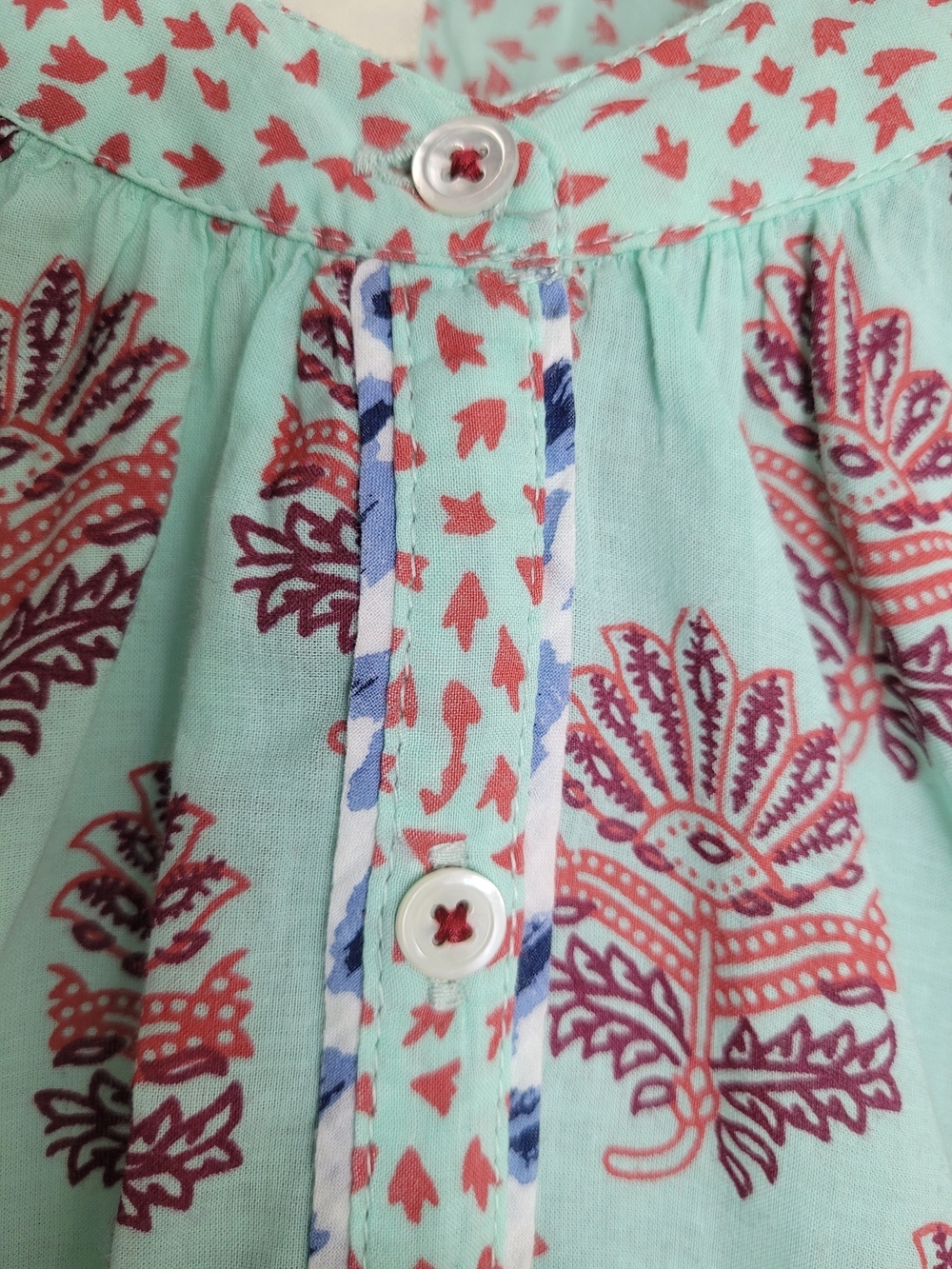 Sundance Rosalie Light Aqua Printed Button-Front Shirt - Picture 2 of 12
